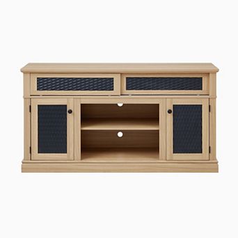 Trikiousd Embossed Pattern TV Stand with Sliding Door & Storage for TVs Up to 65"
