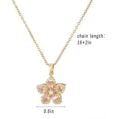 KSIZUIS Rotatable Crystal Flower Pendant Necklace - Adjustable Fidget Blossom Choker