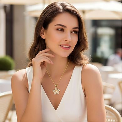 KSIZUIS Rotatable Crystal Flower Pendant Necklace - Adjustable Fidget Blossom Choker