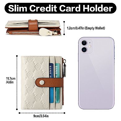 Small Wallets for Women RFID Blocking Slim Bifold PU Leather Women's Wallet with Zipper Coin Purse