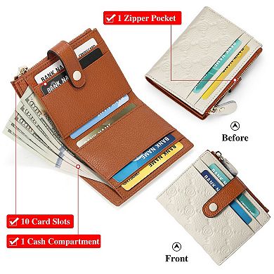 Small Wallets for Women RFID Blocking Slim Bifold PU Leather Women's Wallet with Zipper Coin Purse