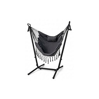 Height Adjustable Hammock Chair With Stand, Phone Holder And Side Pocket