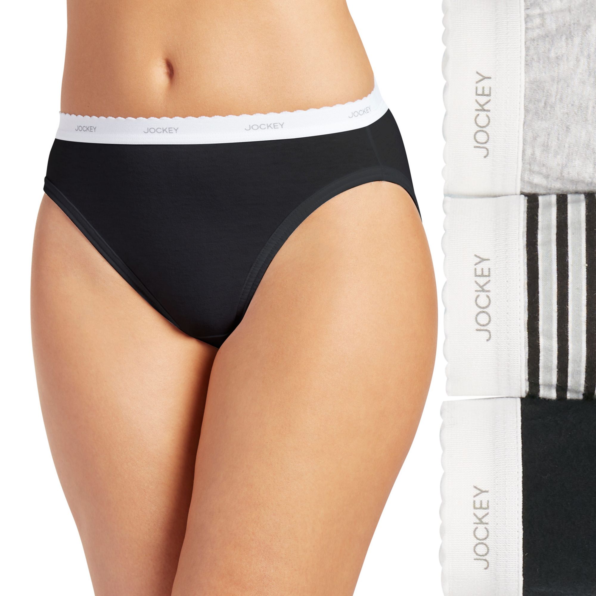 Womens Jockey® Classics 3-pk. French Hi-Cut Panty Set 9481, Gray Asst