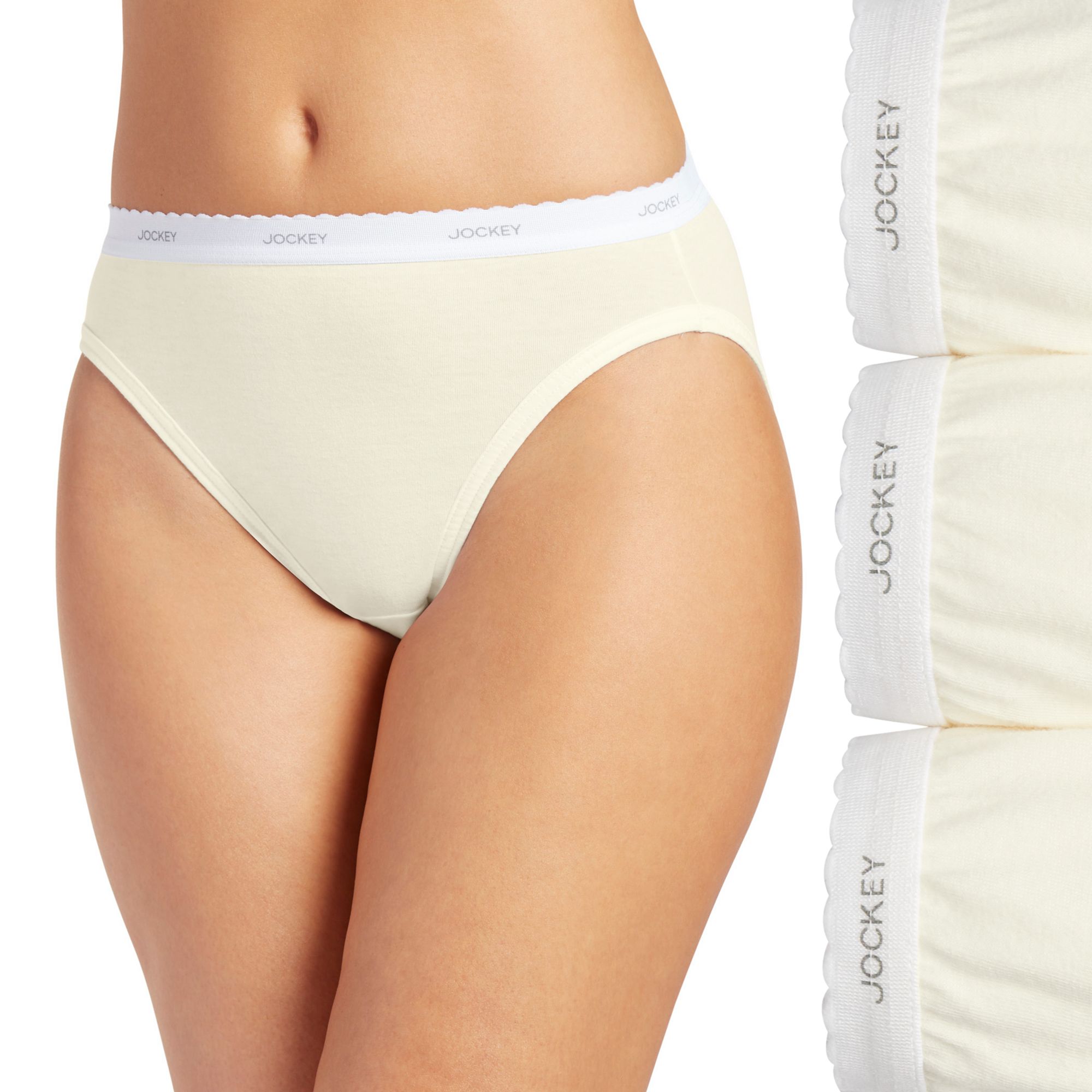 Womens Jockey® Classics 3-pk. French Hi-Cut Panty Set 9481, Ivory Pearl