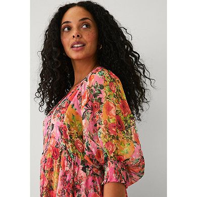 Ellos Plus Size Sheer Tiered Long Midi Dress