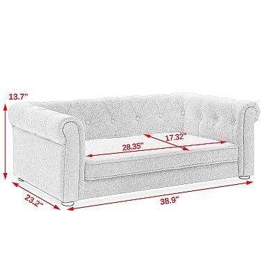 Heybly Elevated Dog Sofa Bed with Foam Cushion and Linen Fabric, Durable Pet Couch,Pet Bed Furniture