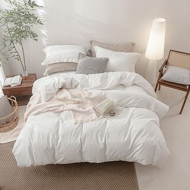 Queen Size Duvet Cover 90x90" with 2 Pillowcases, Washed Cotton