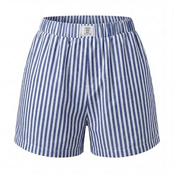 Women's Striped Elastic Waist Shorts Lightweight Summer Beach Shorts