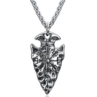 Mens Viking Unisex Stainless Flint Pendant Necklace Men Vintage