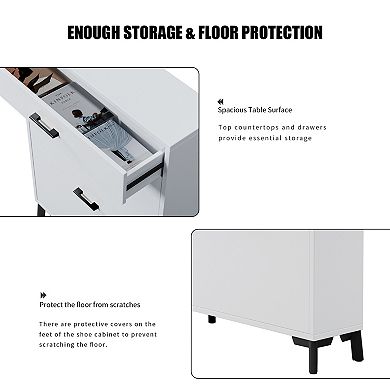 Entryway Shoe Cabinet with 2 Flip Drawers, Freestanding Hidden Shoe Rack, for Hallway Closet