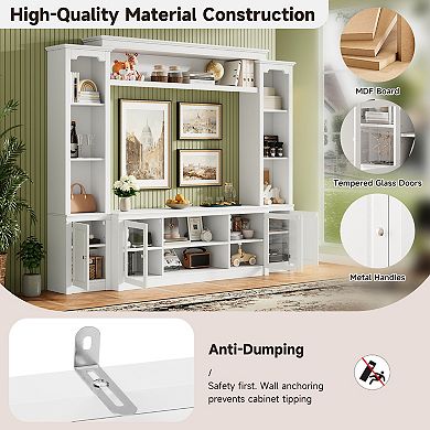 Trikiousd All-in-One Media Console with Adjustable Shelves and Wine Rack