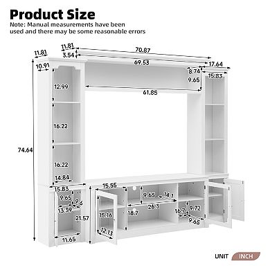Trikiousd All-in-One Media Console with Adjustable Shelves and Wine Rack