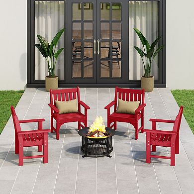 Outdoor Patio HDPE Adirondack Dining Arm Chairs (Set of 4)