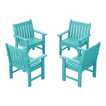 Outdoor Patio HDPE Adirondack Dining Arm Chairs (Set of 4)