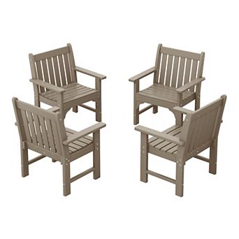 Outdoor Patio HDPE Adirondack Dining Arm Chairs (Set of 4)