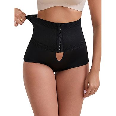 2 Packs Women's High-Waisted Shaper Knickers Front Hook Tummy Control Half-Hip Shaping Shorts