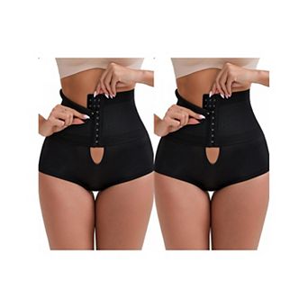 2 Packs Women's High-Waisted Shaper Knickers Front Hook Tummy Control Half-Hip Shaping Shorts