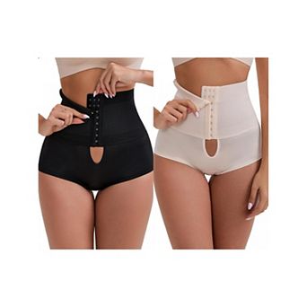 2 Packs Women's High-Waisted Shaper Knickers Front Hook Tummy Control Half-Hip Shaping Shorts