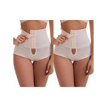 2 Packs Women's High-Waisted Shaper Knickers Front Hook Tummy Control Half-Hip Shaping Shorts