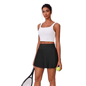 Pinspark Women's Pleated Tennis Skort Built-in Shorts Lightweight Golf Pickleball Cheer Skirt