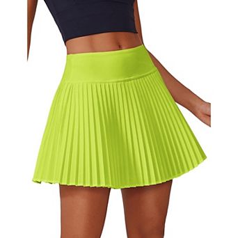 Pinspark Women's Pleated Tennis Skort Built-in Shorts Lightweight Golf Pickleball Cheer Skirt
