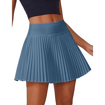 Pinspark Women's Pleated Tennis Skort Built-in Shorts Lightweight Golf Pickleball Cheer Skirt