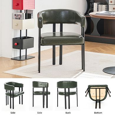 KWPZQEB Modern Faux Leather Dining Chairs Set of 3, Barrel Dining Room Chairs with Upholstered