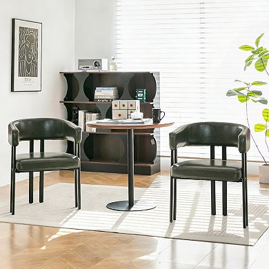 KWPZQEB Modern Faux Leather Dining Chairs Set of 3, Barrel Dining Room Chairs with Upholstered