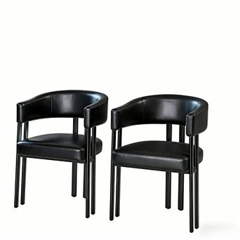 KWPZQEB Modern Faux Leather Dining Chairs Set of 3, Barrel Dining Room Chairs with Upholstered