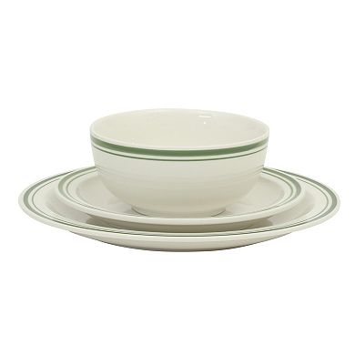Gibson Home Hometown Diner 12 Piece Porcelain Dinnerware Set for 4 with Rim Dishwasher Safe