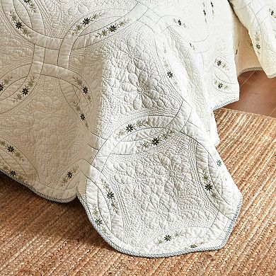 Marcielo 3Pcs Lightweight Cotton Quilt Bedspread Set European Cottage Floral