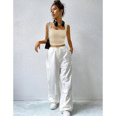 Zeagoo Women's Square Neck Tank Tops Sleeveless Trendy Basic Crop Tops