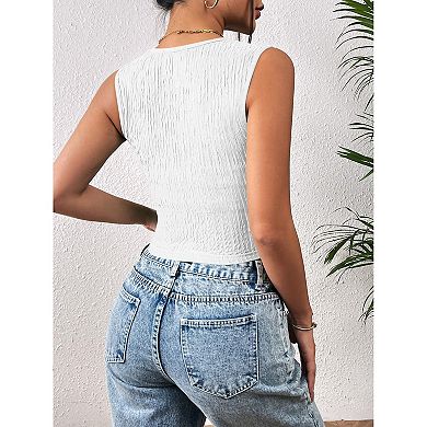 Zeagoo Women's Square Neck Tank Tops Sleeveless Trendy Basic Crop Tops