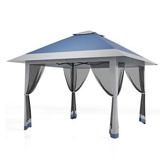 13x13 ft Gazebo Canopy Tent with Netting Heavy Duty Double Roof Pop Up Canopy