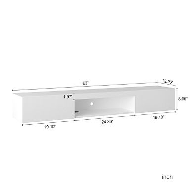 Trikiousd 63" Floating Wall-Mounted TV Stand with 16-Color LEDs for 5565" TVs