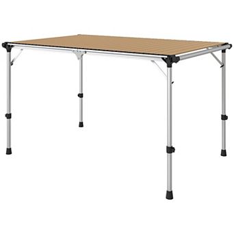 Large Portable Folding Camping Table with Adjustable Legs and Aluminum Frame for Picnic or Tailgate