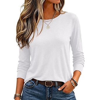 Zeagoo Long Sleeve T Shirt Women Casual Fall Crewneck Basic Shirts Loose Fit Solid Tops