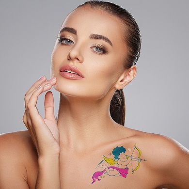 Luminous Fake Tattoos Mixed Styles Temporary Tatto Fluorescent Pink 4 Pcs