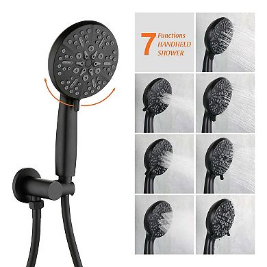 Wall Mount Single-Handle 7-Spray Tub and Shower Faucet with Handheld Shower Head, Valve Included