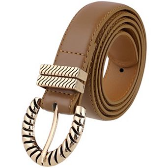 Women's Gold Buckle Vintage Belts Classic Waistband for Jeans Pants Dresses