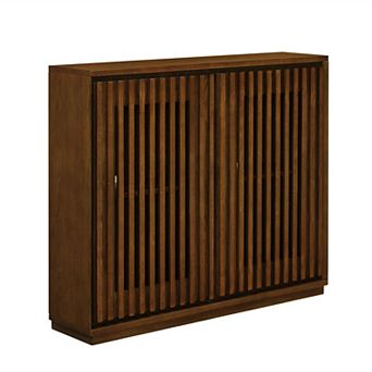 KWPZQEB Farmhouse Fluted Kitchen Pantry Storage Cabinet with Adjustable Shelves
