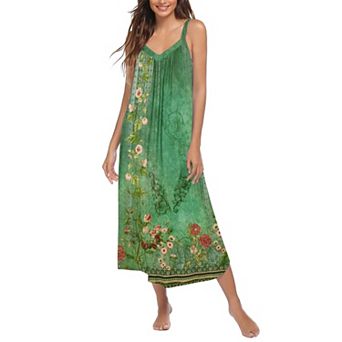 Ekouaer Womens Sleeveless Nightgown Full Slip Nightshirt Print Nightwear Full Length Loungewear