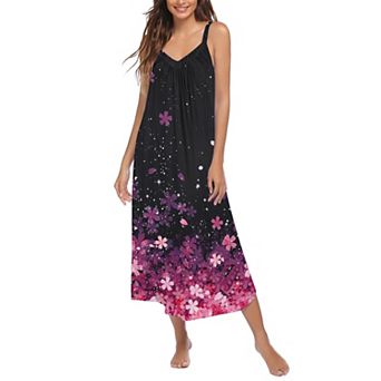 Ekouaer Womens Sleeveless Nightgown Full Slip Nightshirt Print Nightwear Full Length Loungewear