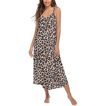 Ekouaer Womens Sleeveless Nightgown Full Slip Nightshirt Print Nightwear Full Length Loungewear