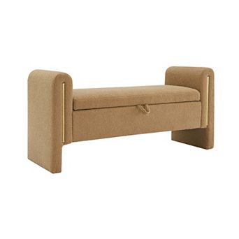 KWPZQEB Teddy Upholstered Bed End Bench with Armrest & Hidden Storage for Bedroom, Living Room