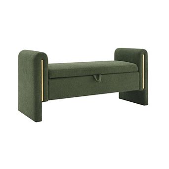 KWPZQEB Teddy Upholstered Bed End Bench with Armrest & Hidden Storage for Bedroom, Living Room
