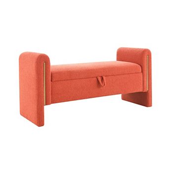 KWPZQEB Teddy Upholstered Bed End Bench with Armrest & Hidden Storage for Bedroom, Living Room