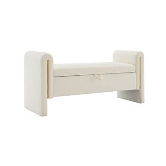 KWPZQEB Teddy Upholstered Bed End Bench with Armrest & Hidden Storage for Bedroom, Living Room