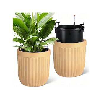 Set of 2 Planters 23 in 14.5 in Tall. 31 in Self Watering Plant Pots with Water Level Monitoring