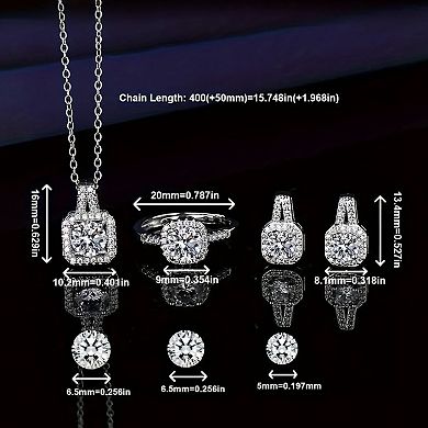 Women's Jewelry Set, 3-Piece Set Including Silver Necklace, Earrings, and Ring